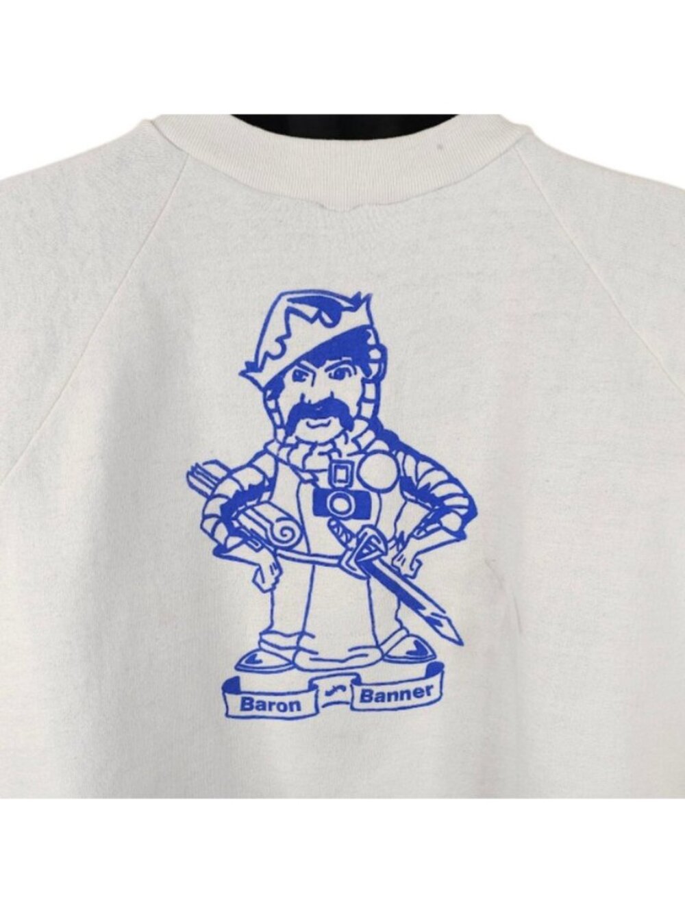 Vintage Baron Banner Sweatshirt Mens Size Medium White 80s Fountain Valley High